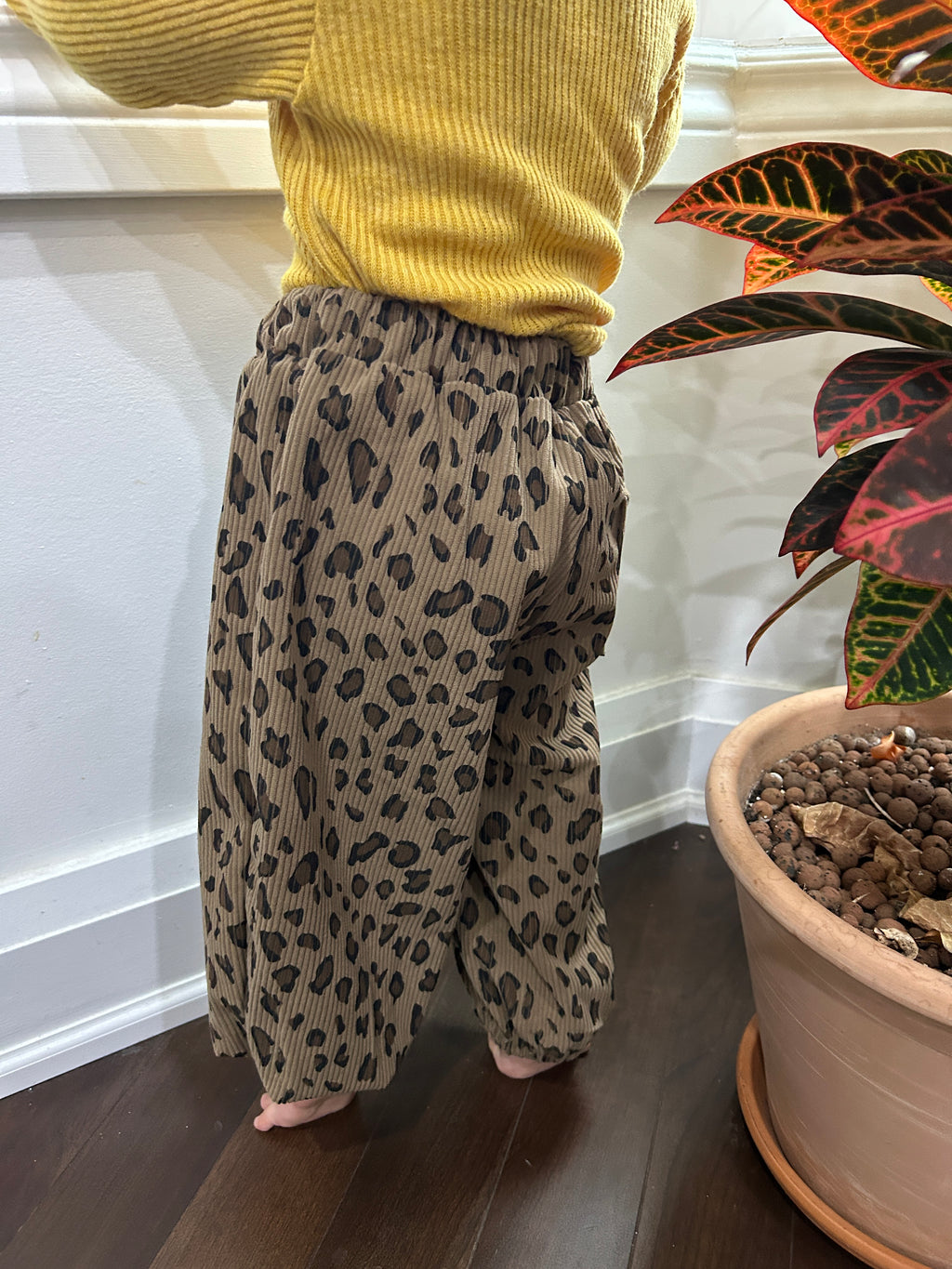 Corduroy Leopard Balloon Pants