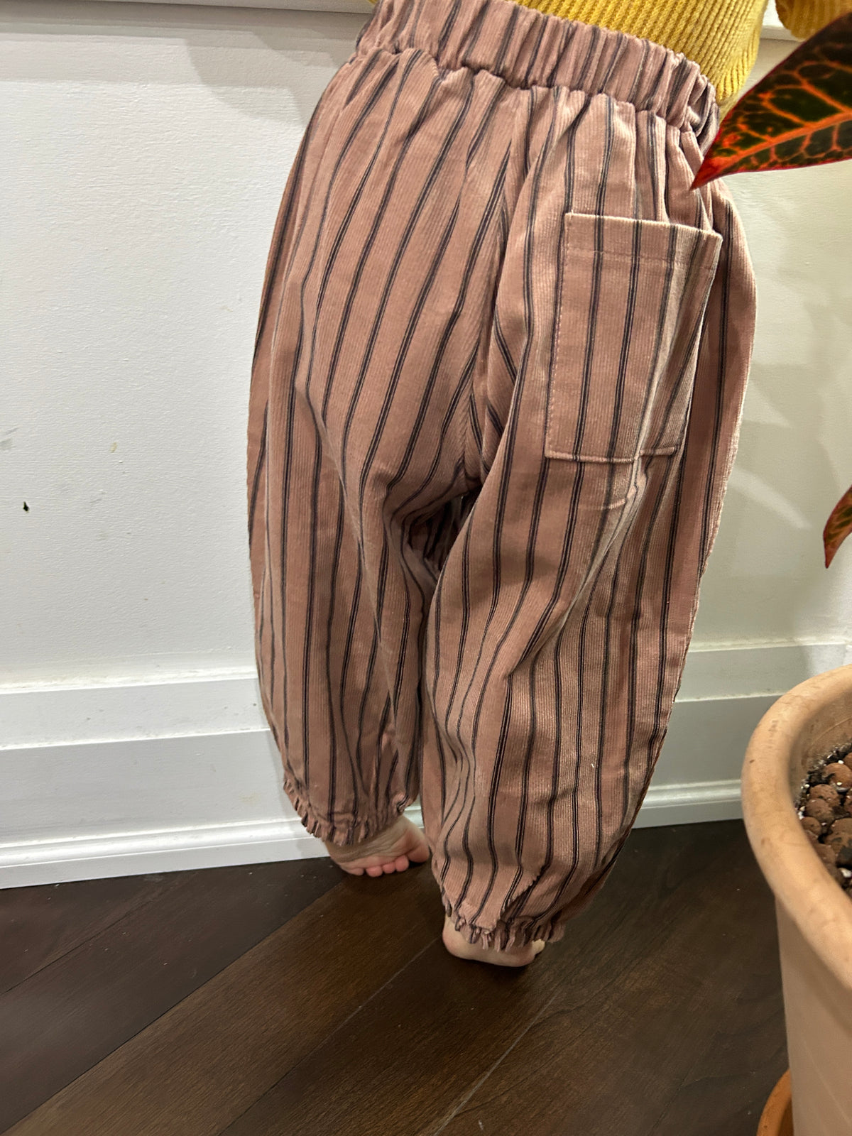 Corduroy Pinstriped Balloon Pants
