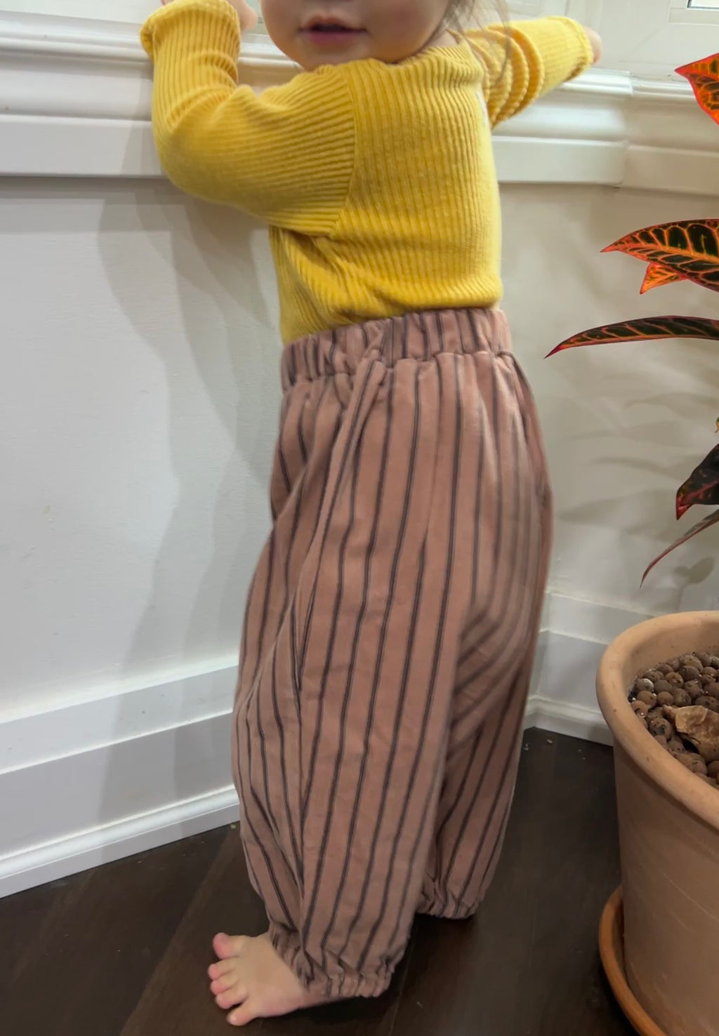 Corduroy Pinstriped Balloon Pants