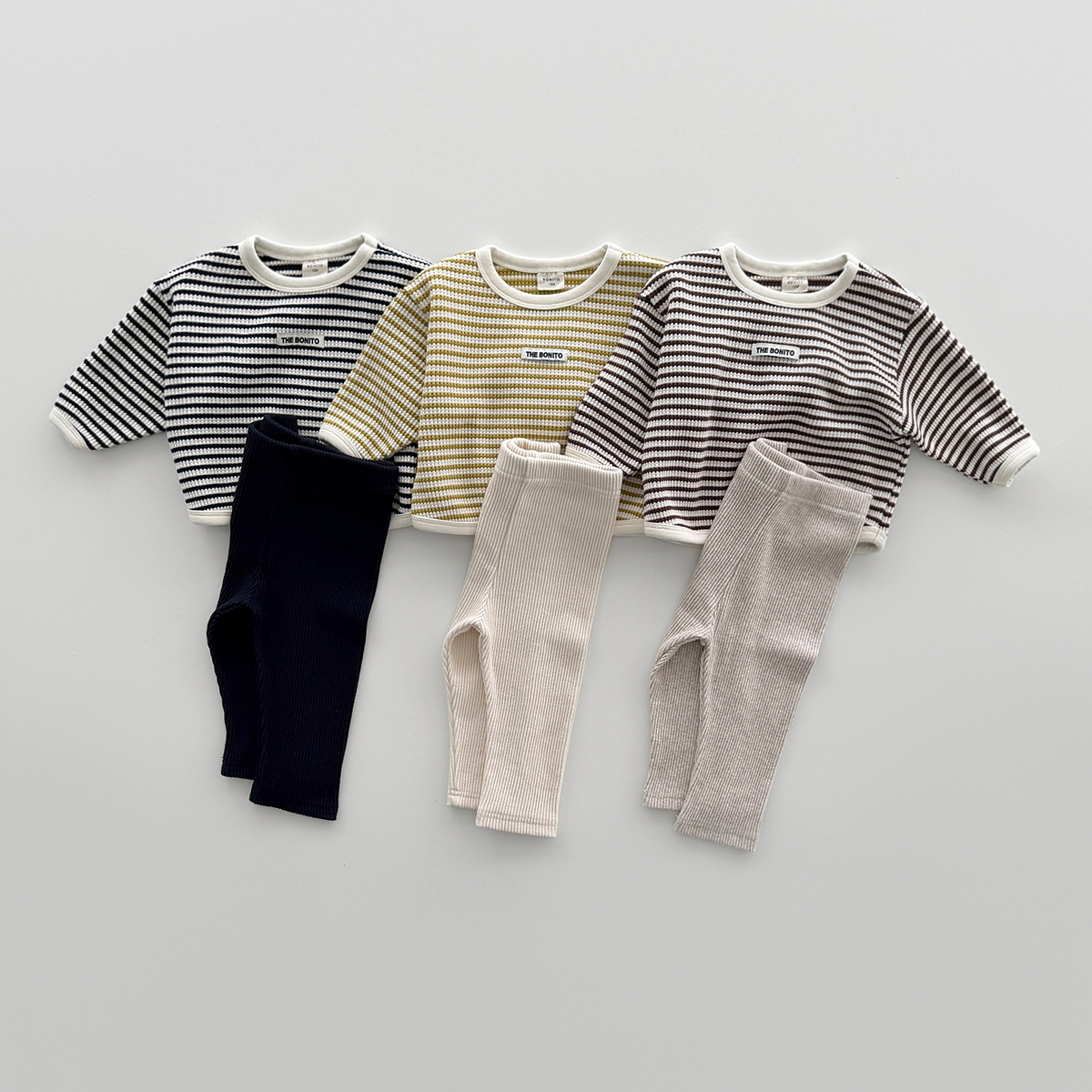 Baby Striped Ribbed Leggings Set