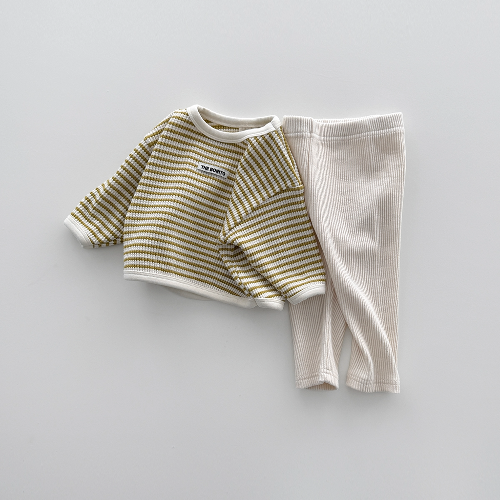 Baby Striped Ribbed Leggings Set