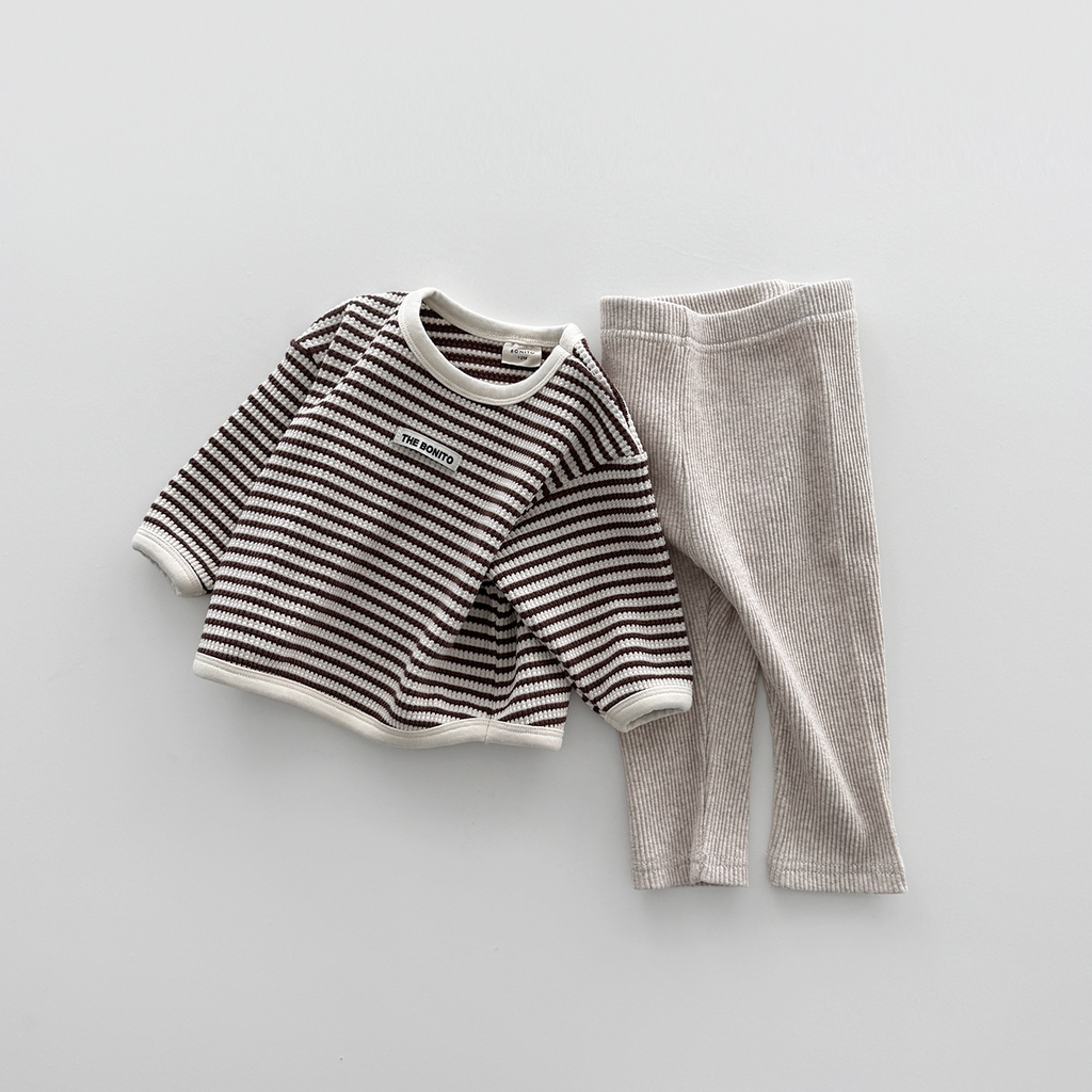 Baby Striped Ribbed Leggings Set